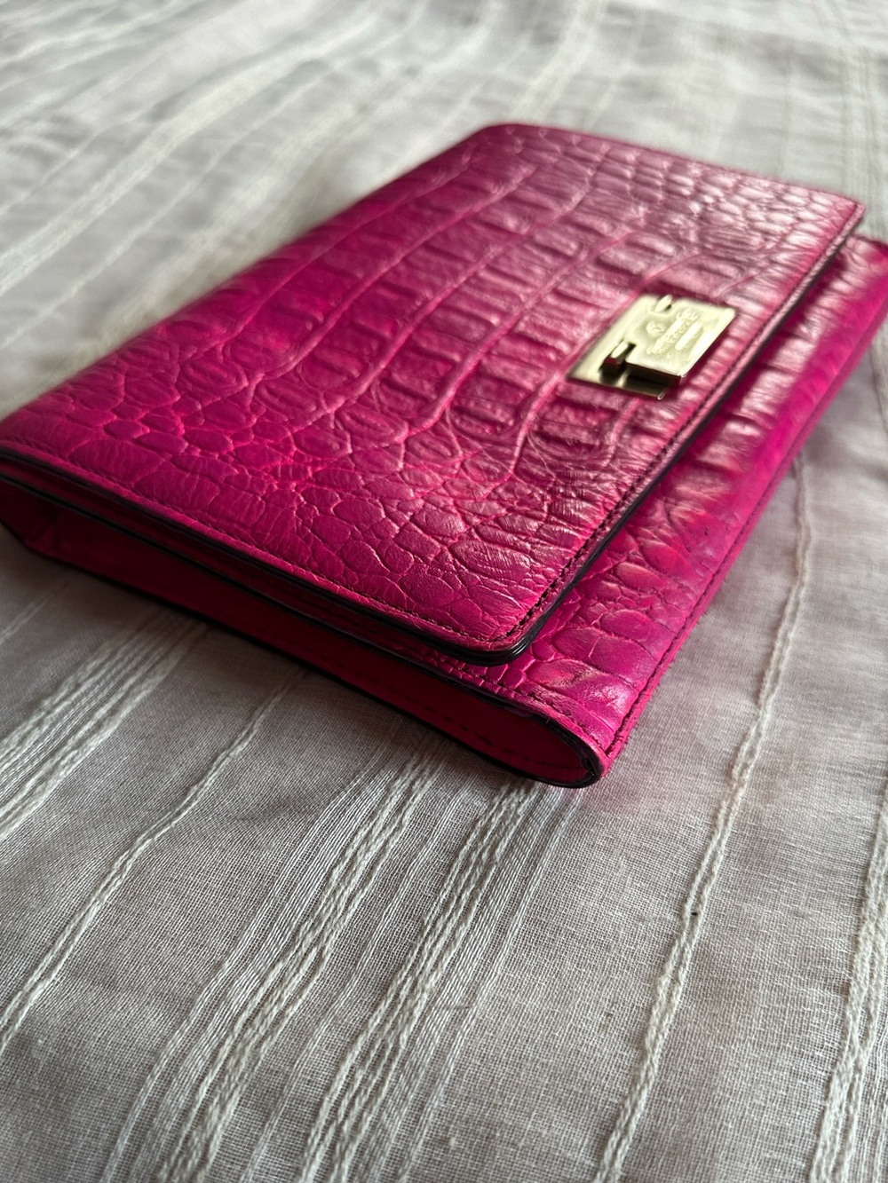KATE SPADE Fiona Orchard Valley Magenta Croc Crossbody Bag/Clutch